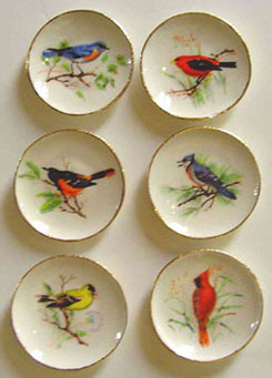 Dollhouse Miniature Bright Bird Plate 6Pcs.